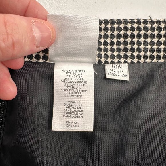 Jones Studio Dressbarn Black White Polka Dot Pencil Skirt 18W Womens Office Wear - Picture 8 of 13